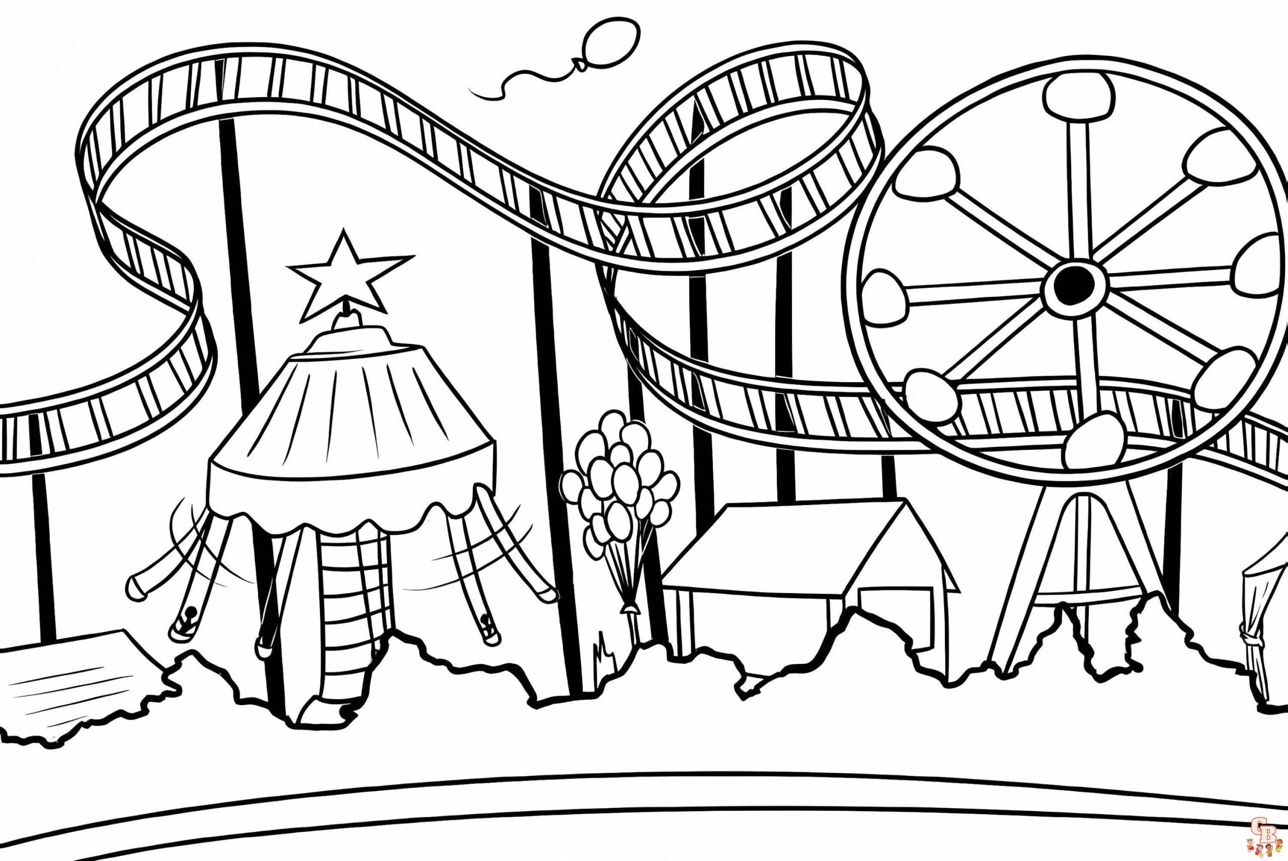 Printable roller coaster coloring pages free for kids and adults
