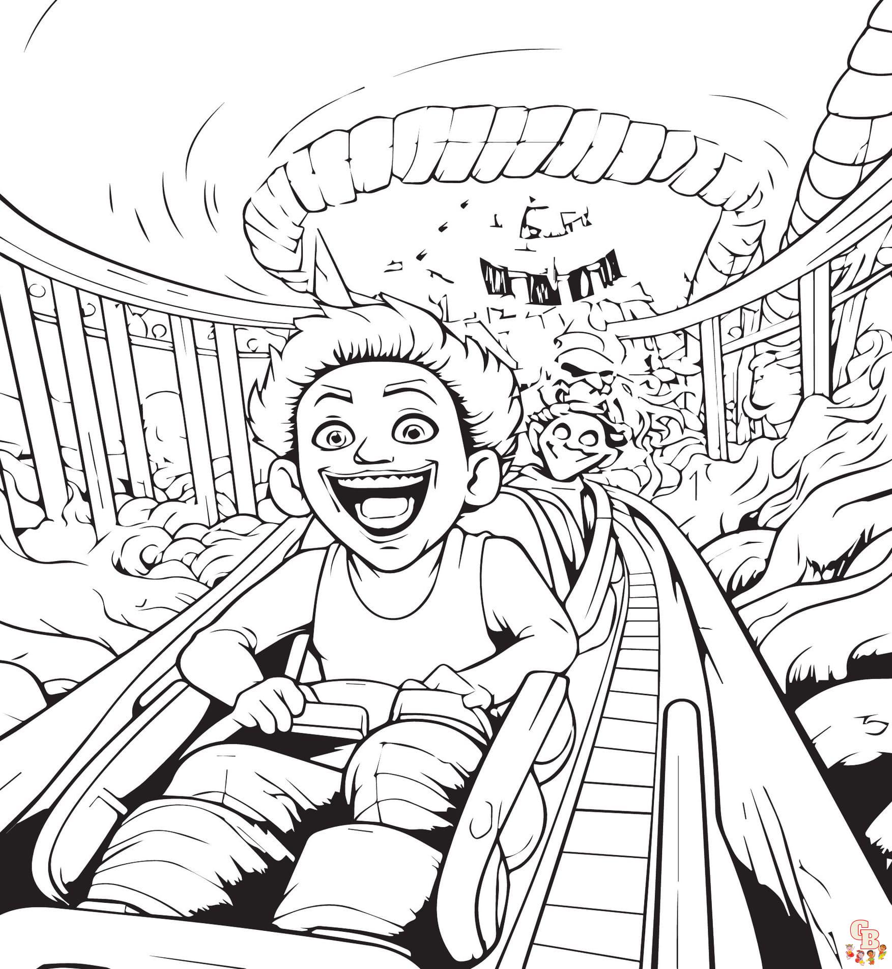 Printable roller coaster coloring pages free for kids and adults