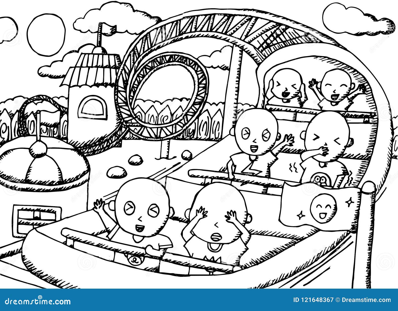 Amusement park coloring page stock illustrations â amusement park coloring page stock illustrations vectors clipart