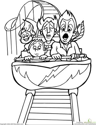Color the roller coaster riders worksheet education roller coaster drawing roller coaster ride drawing