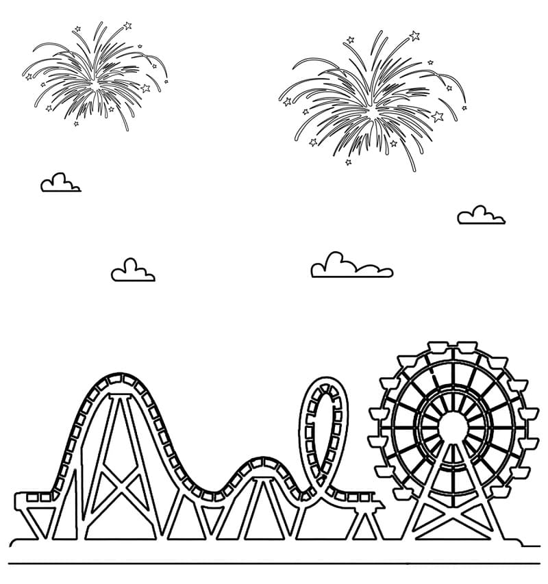 Roller coaster with fireworks fãrbung seite