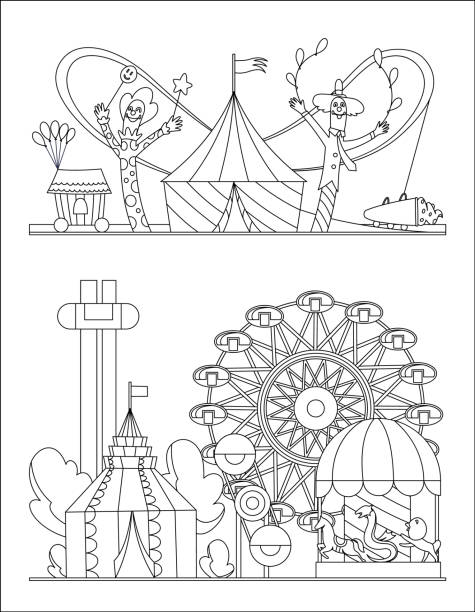 Amusement park colouring page stock photos pictures royalty