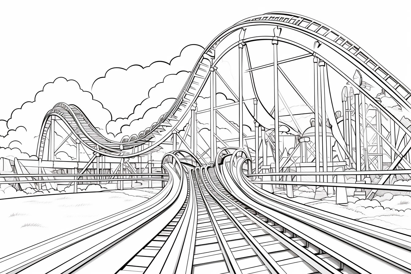 Rollercoaster coloring books for children coloring pages