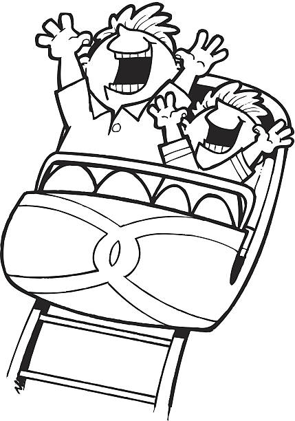 Dad son roller coaster stock illustration