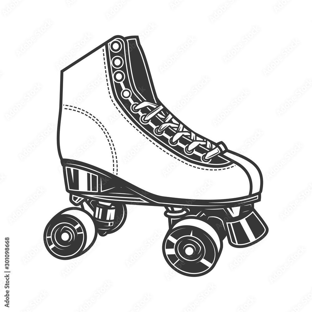 Original contour illustration vintage roller skates coloring book vector
