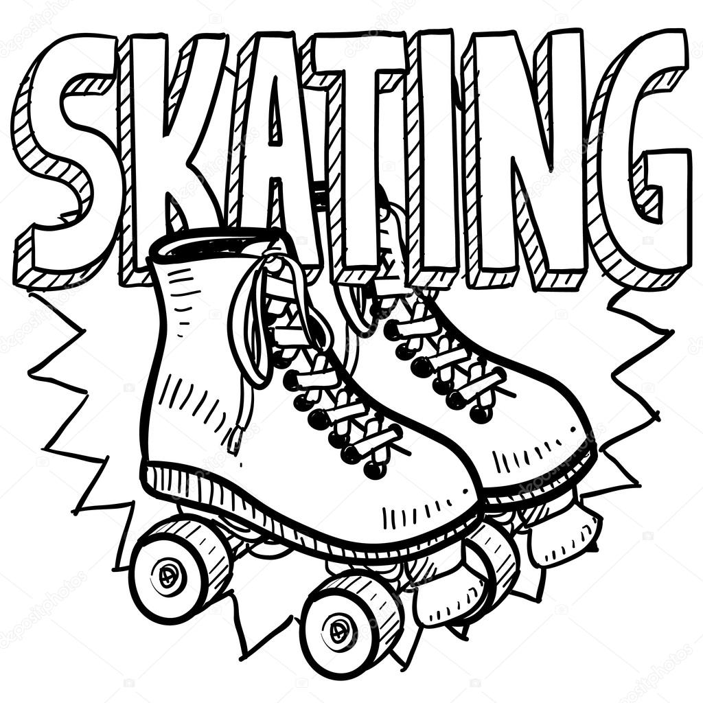 Roller skating sketch stock vector by lhfgraphics