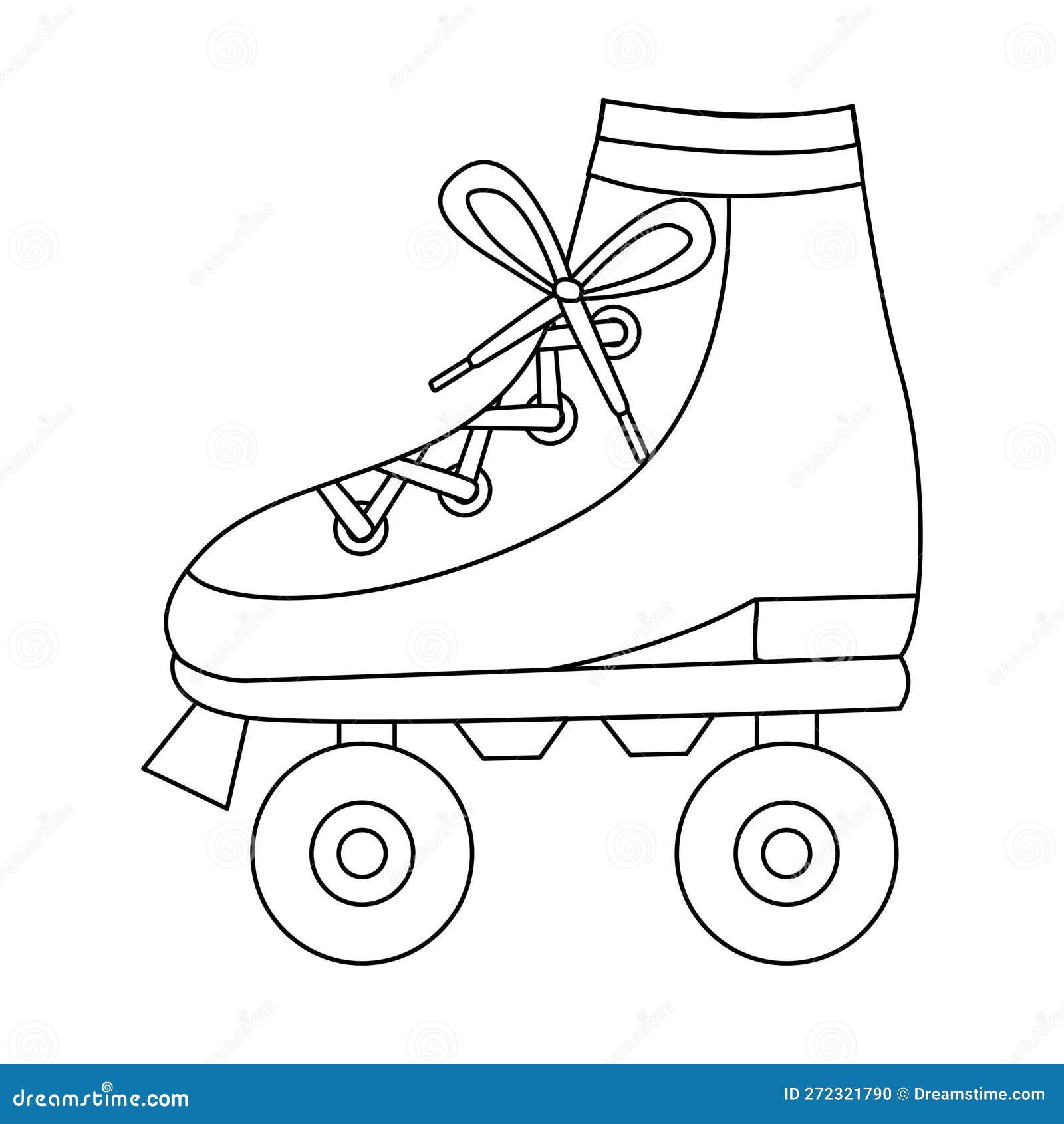 Retro roller skates doodle style flat vector outline for coloring book stock vector