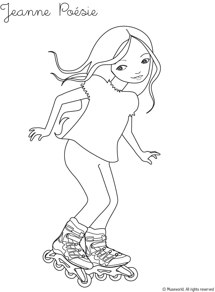Jeanne roller skating coloring pages