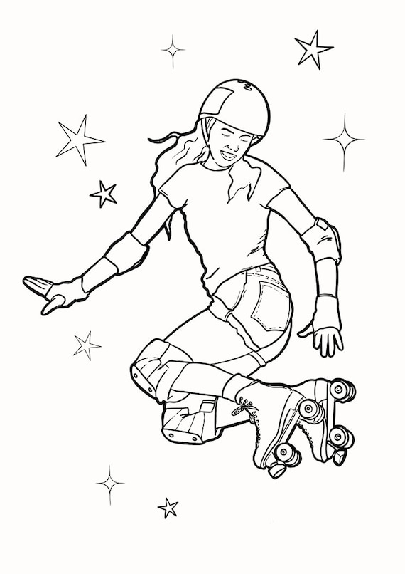 Roller skaters colouring pages digital download instant download