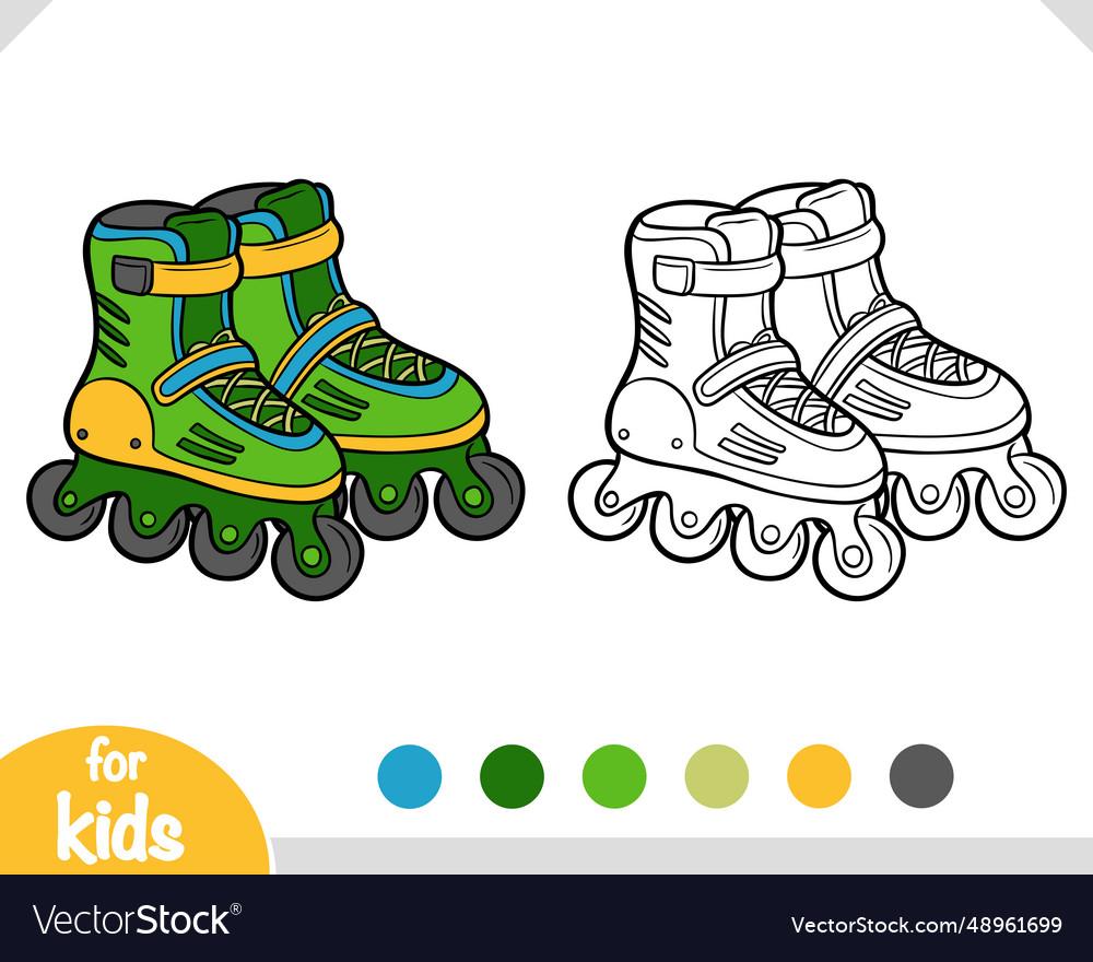Coloring book for kids roller skates royalty free vector