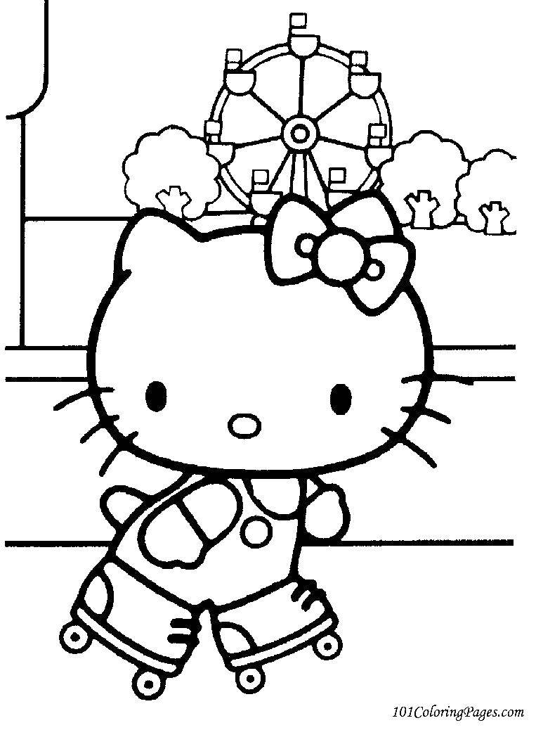 Online coloring pages skates coloring kitty on roller skates cartoons