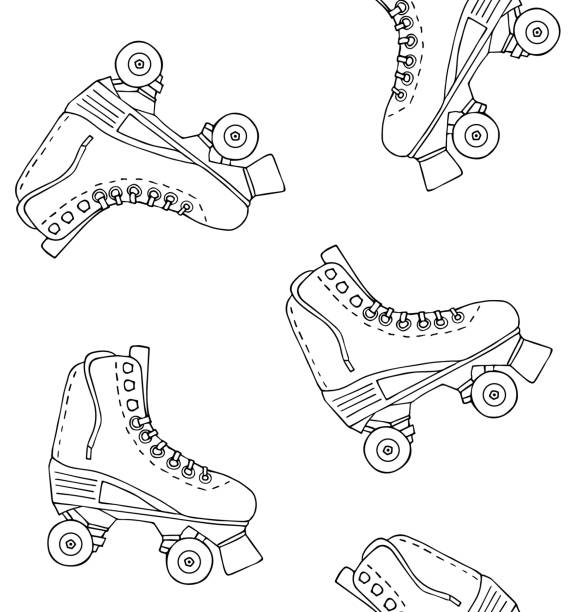 Roller skates drawings stock illustrations royalty