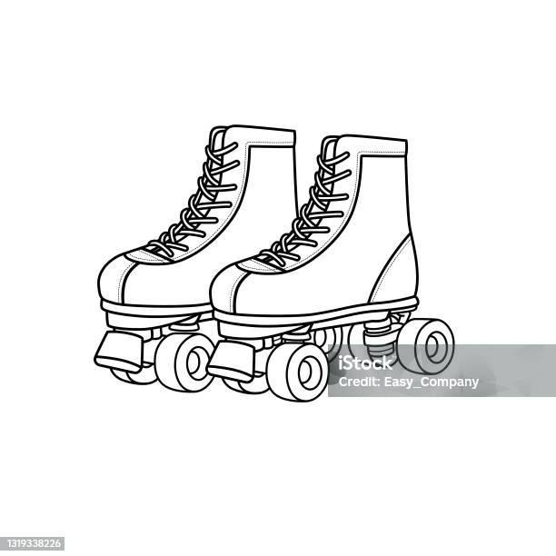 Vector illustration of roller skates isolated on white background clothing costumes and accessories concept cartoon characters education and school kids coloring page printable activity worksheet flashcard stock illustration