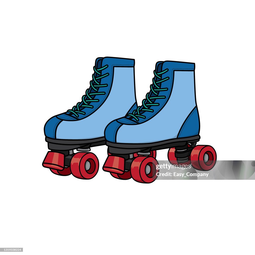 Vector illustration of roller skates isolated on white background clothing costumes and accessories concept cartoon characters education and school kids coloring page printable activity worksheet flashcard high