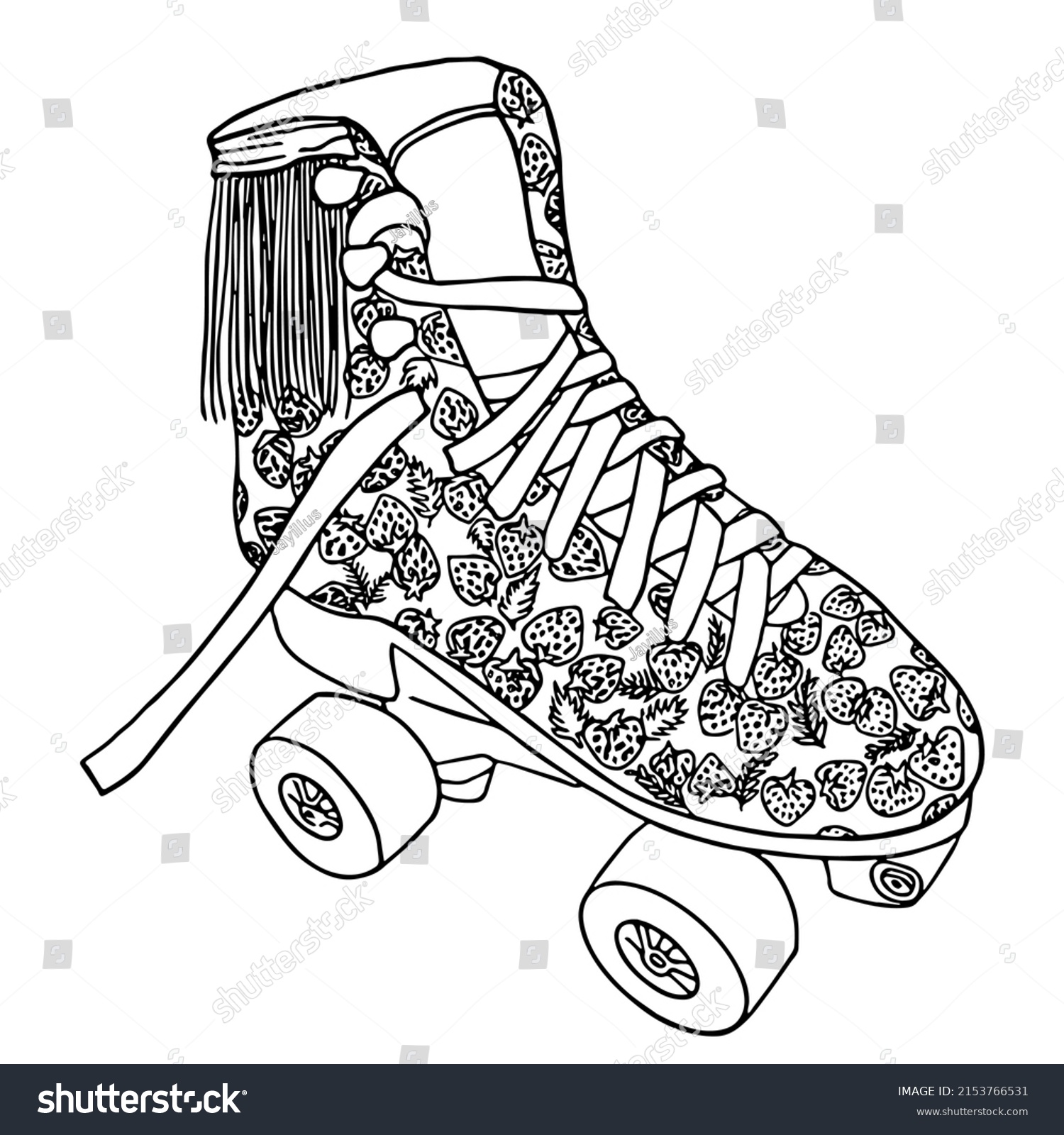Illustration retro roller skate strawberries pattern stock vector royalty free