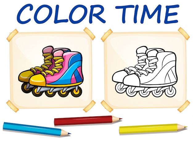 Premium vector coloring template with rollerskates