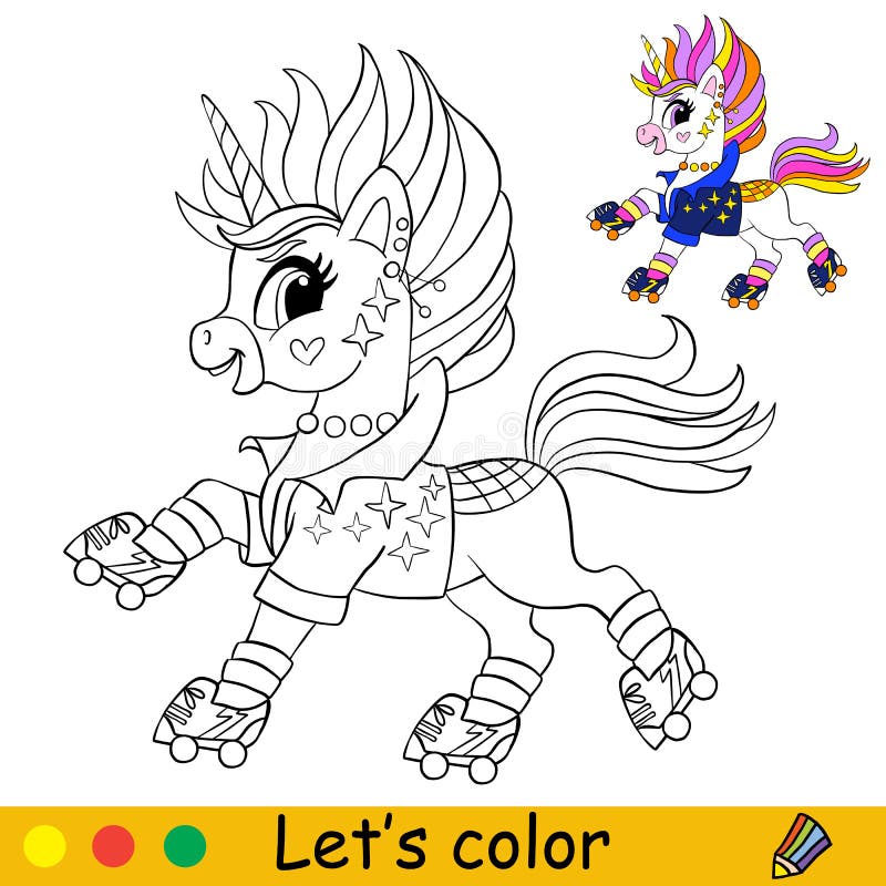 Kids coloring cartoon unicorn character vector illustration stock vector