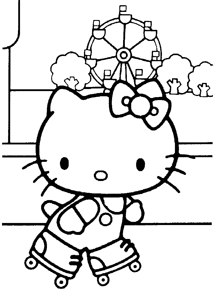 Hello kitty coloring hello kitty roller skating coloring page