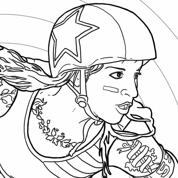 Color jam roller derby coloring page â gutpunch press