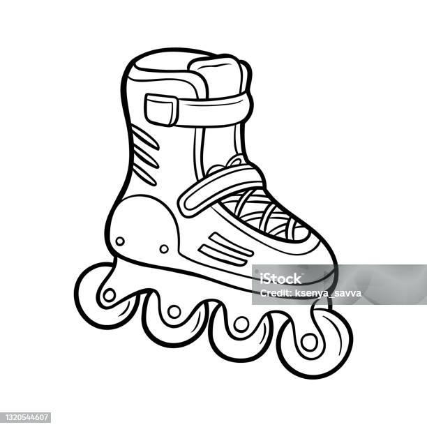 Coloring book for kids roller skate stock illustration