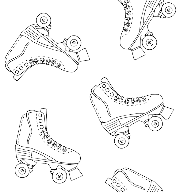 Premium vector vector seamless pattern of retro quad roller skate