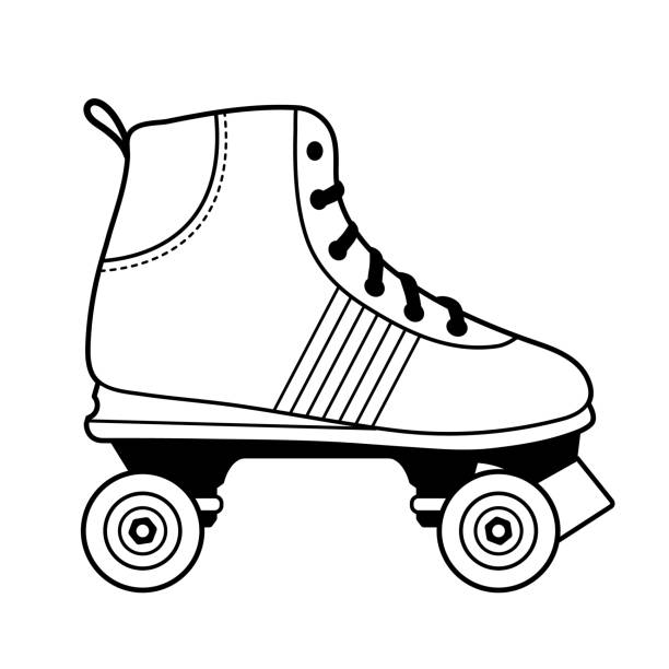 Black and white roller skating shoe illustration stock illustration