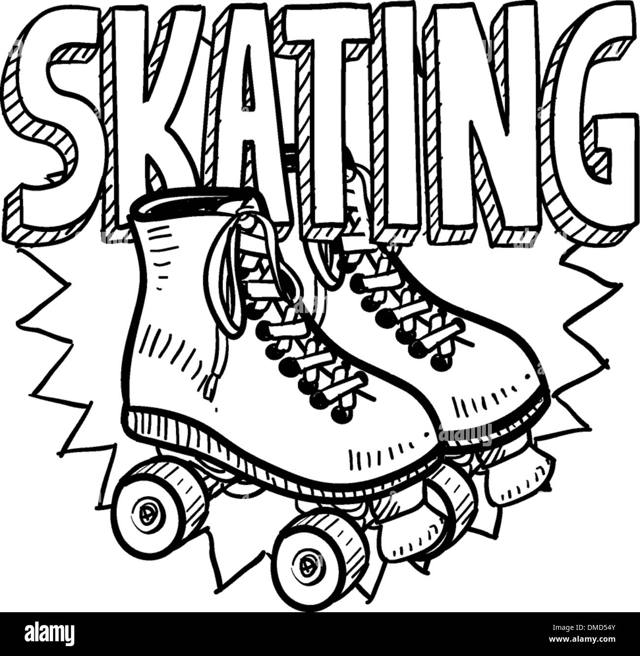 Roller skating sketch stock vector image art