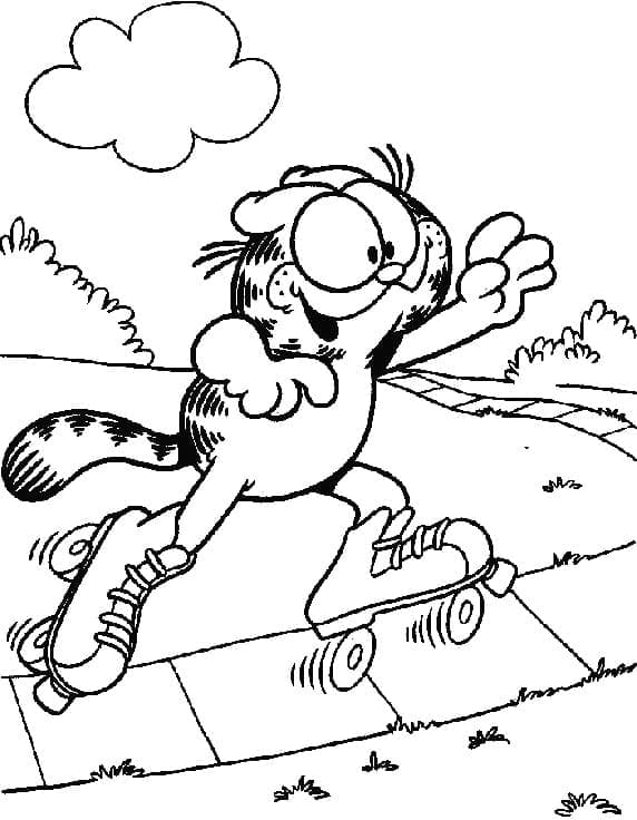 Couple on roller skates coloring page