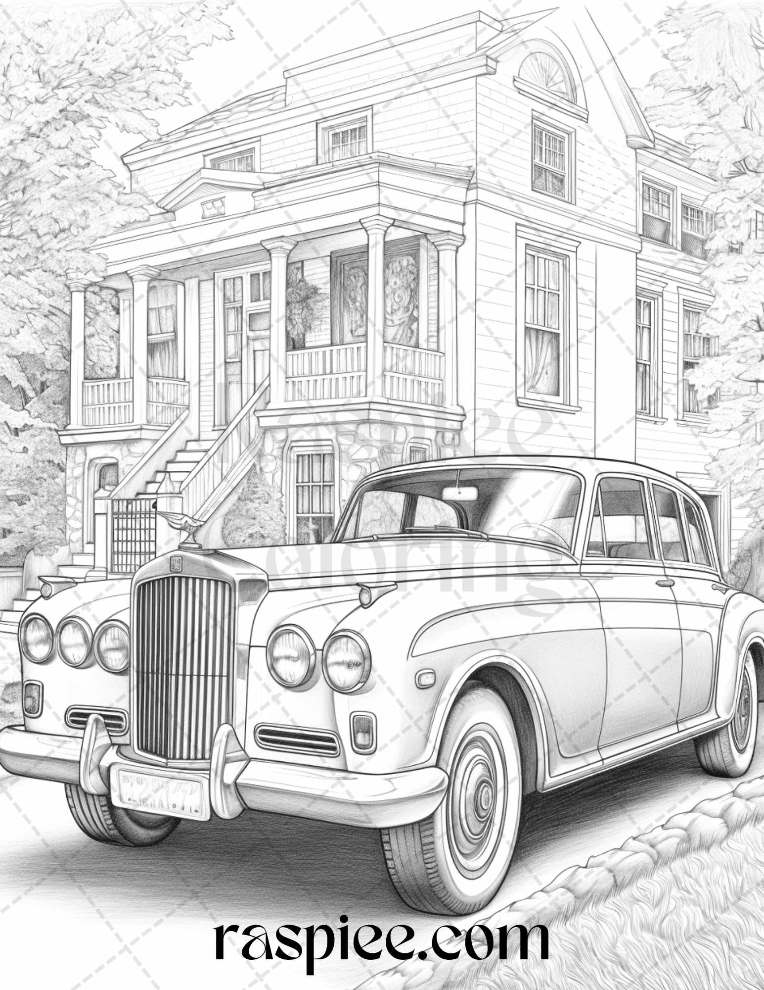 Vintage cars grayscale coloring pages printable for adults pdf fil â coloring