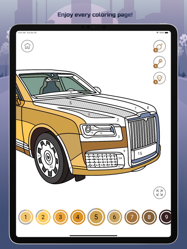 Cars color by number on the app store