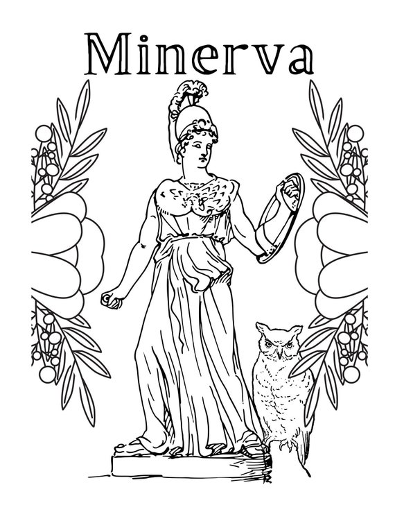 Minerva athena romangreek god coloring page