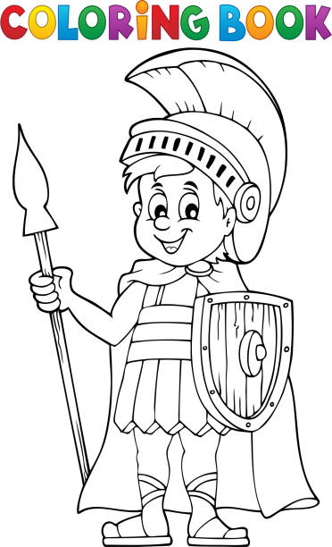 Coloring book roman soldier stock illustration