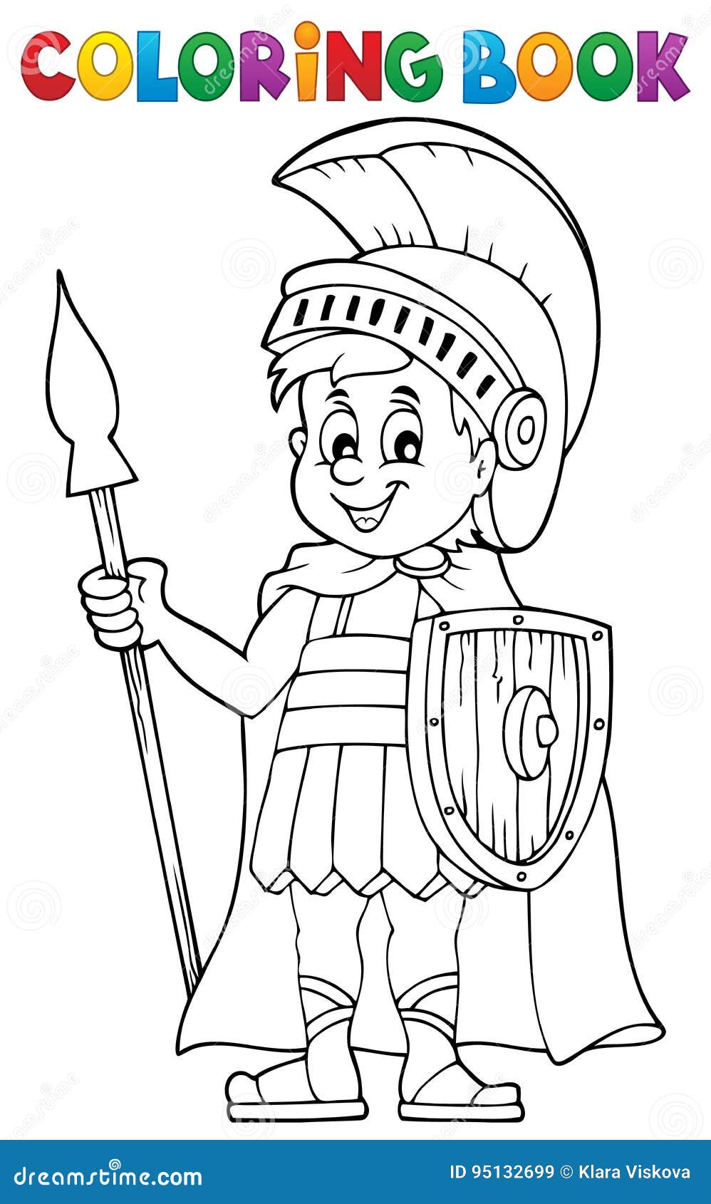 Coloring book roman soldier stock vector