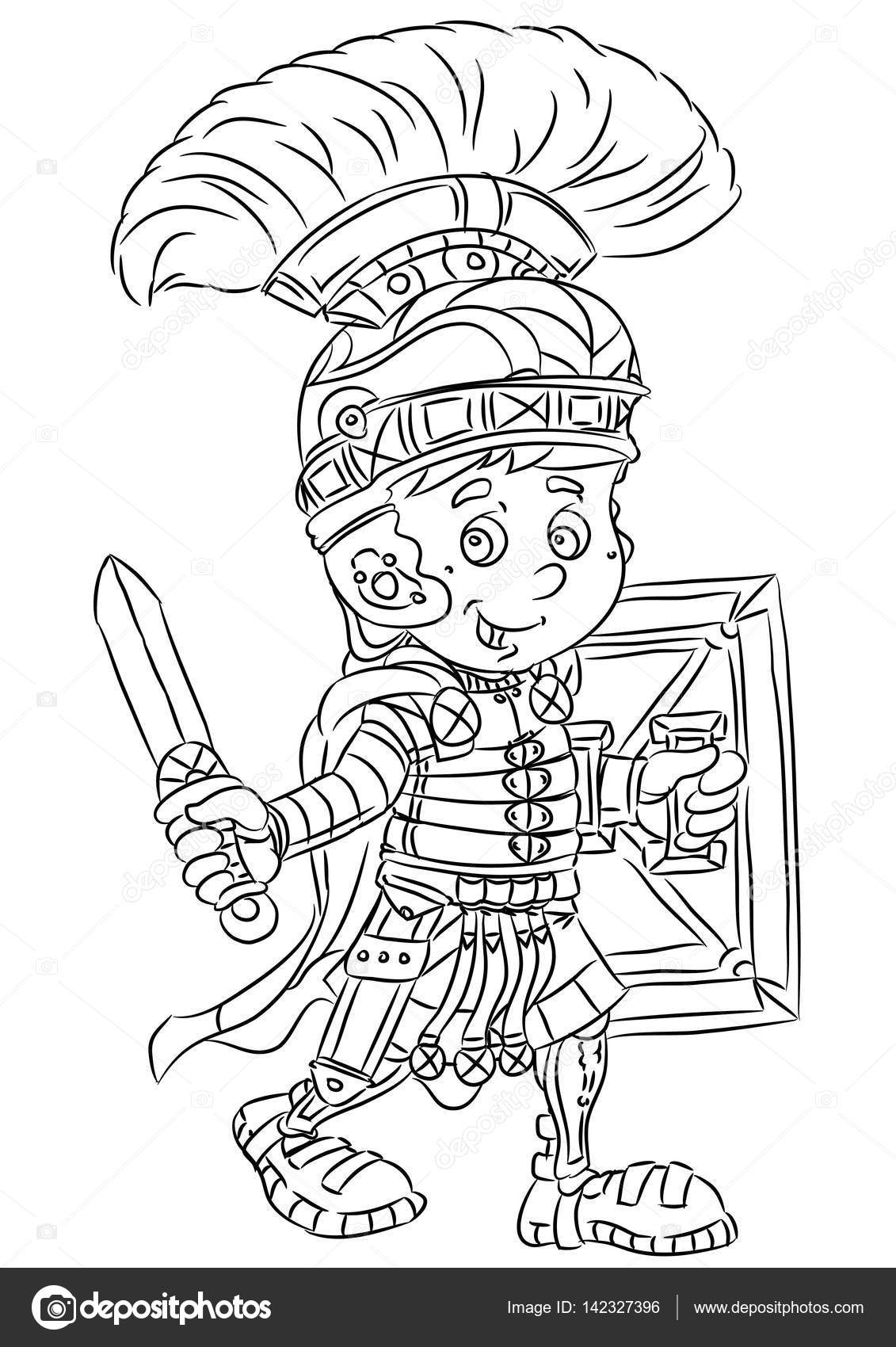 Roman soldier mander with sword and shield stock vector by illustratorhft