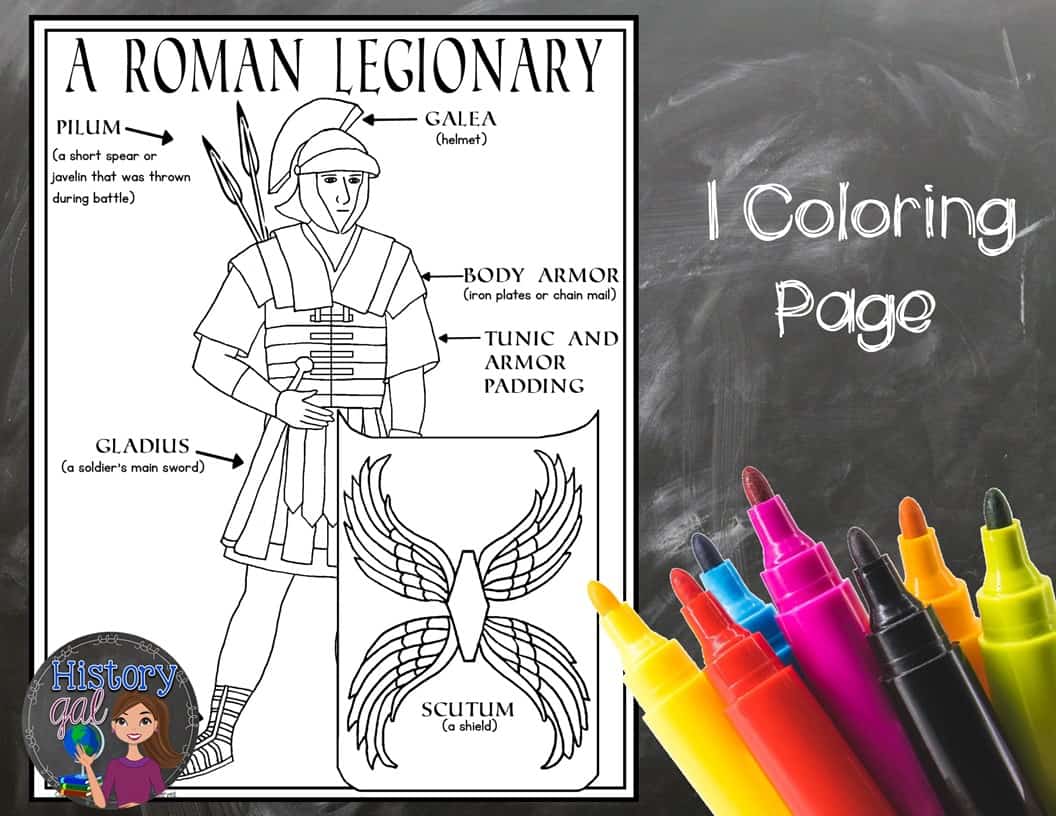 Ancient rome roman legionary coloring page