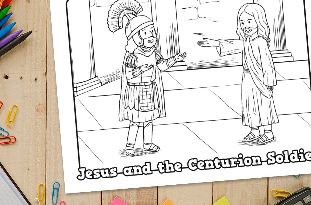 Jesus and the centurion soldier printable coloring sheet â