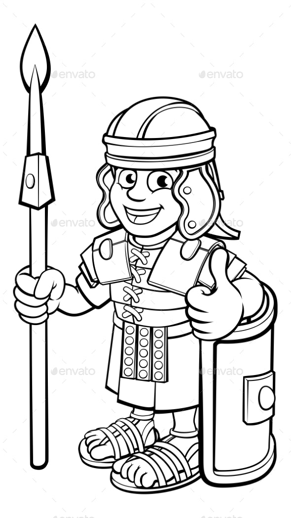 Roman soldier cartoon character vectors