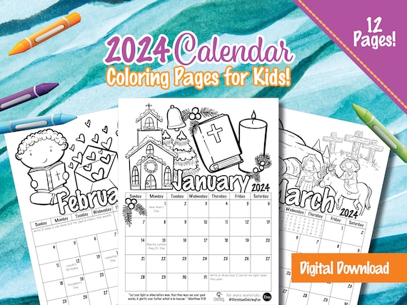 Calendar christian coloring pages for kids