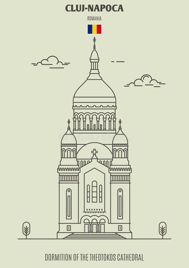 Dormition of the theotokos cathedral in cluj napoca romania landmark icon stock vector