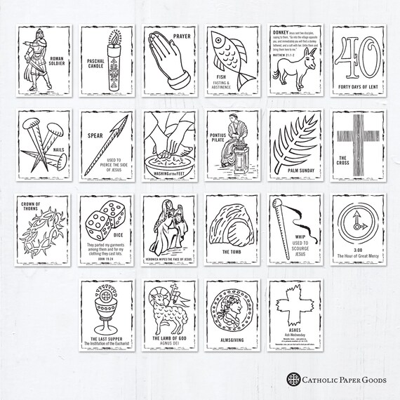 Catholic coloring pages lenten symbols bundle of lent activity for kids printable coloring pages digital pdf