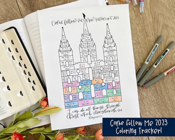E follow me printable coloring page with youth theme i can do all things through christ e follow me schedule included