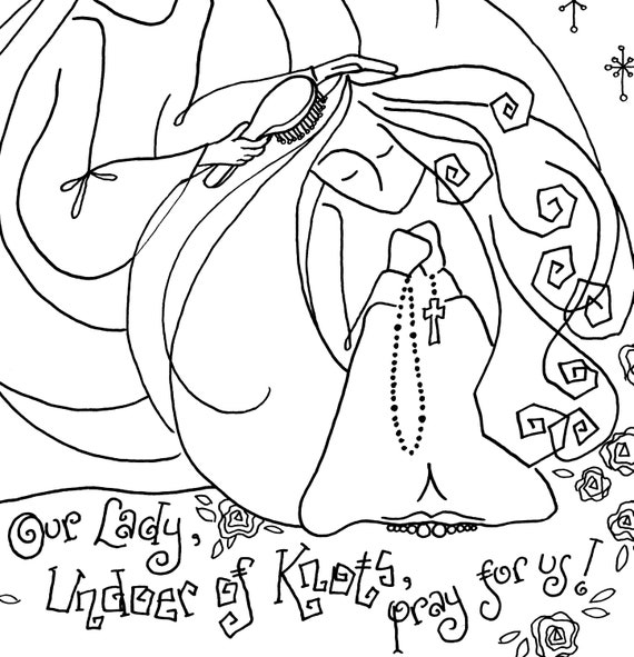 Printable our lady undoer of knots catholic coloring page for all ages homeschool re rcia acts or womens retreat activity
