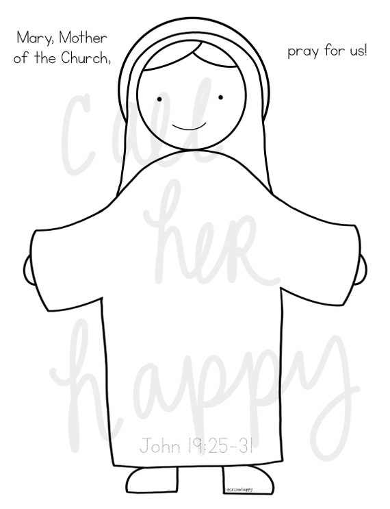 Mary mother of the church printable coloring page sheet lazy liturgical year catholic resources for kids feast day prayer activities jesus