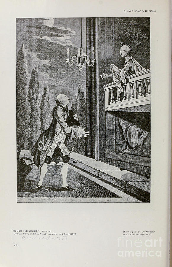 Romeo and juliet balcony scene h drawing by historic illustrations