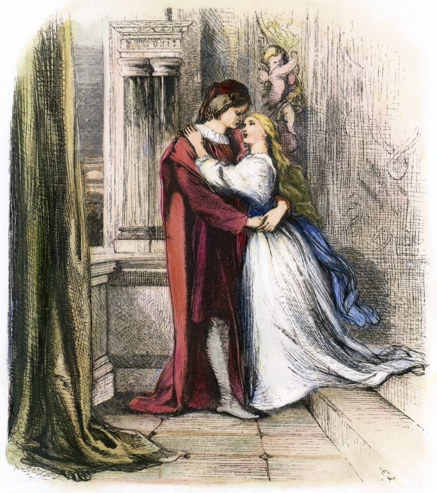 Shakespeare romeo juliet the balcony scene act iii scene from william shakespeares romeo and juliet engraving c poster print by x buy online at best price in u
