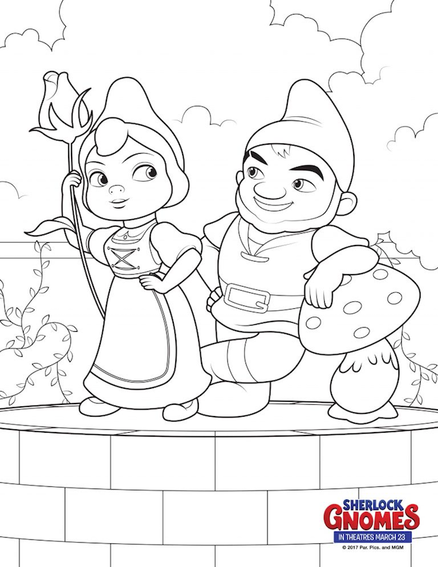 Sherlock gnomes printables coloring pages and activity sheets