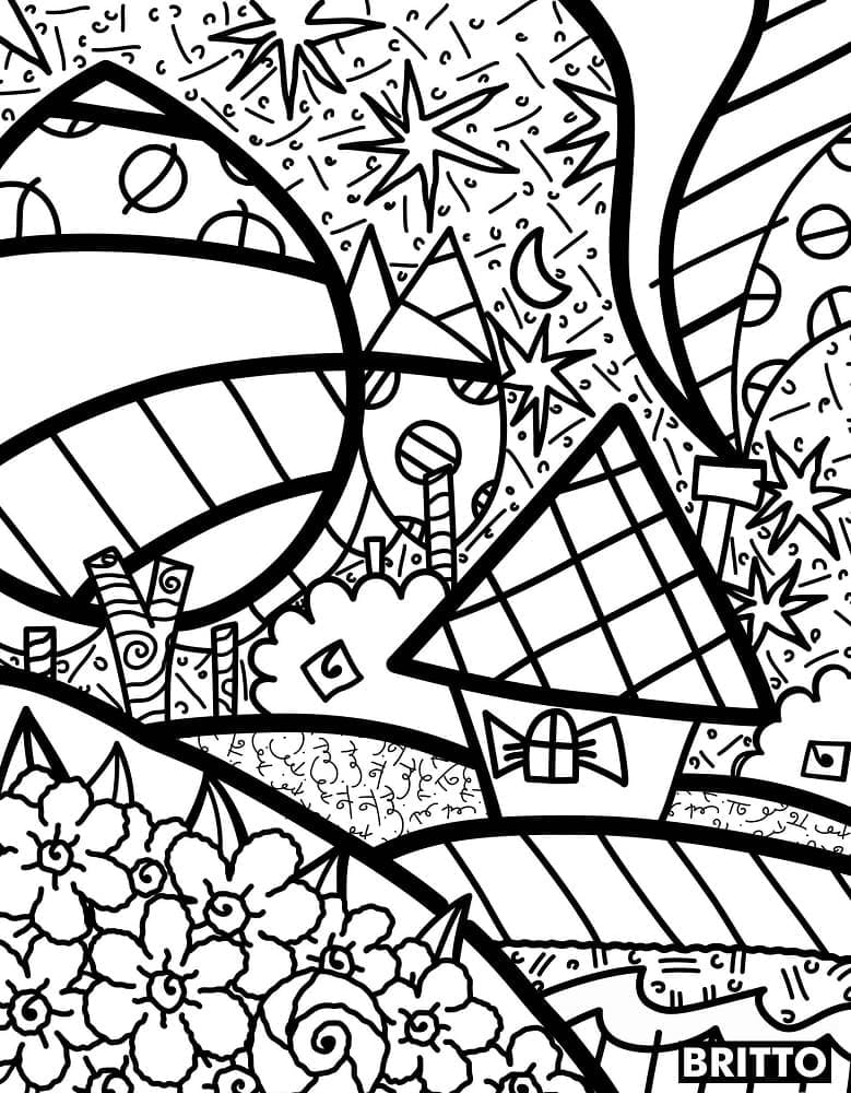 Romero britto picture coloring page