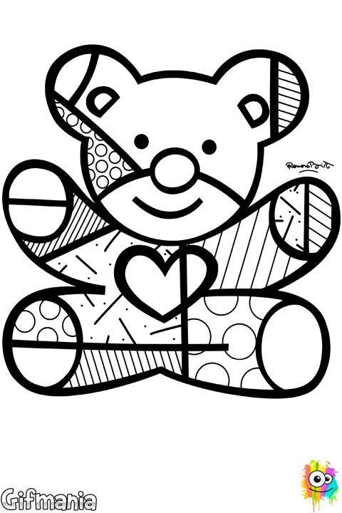 Britto bear coloring page romero britto britto libro de colores