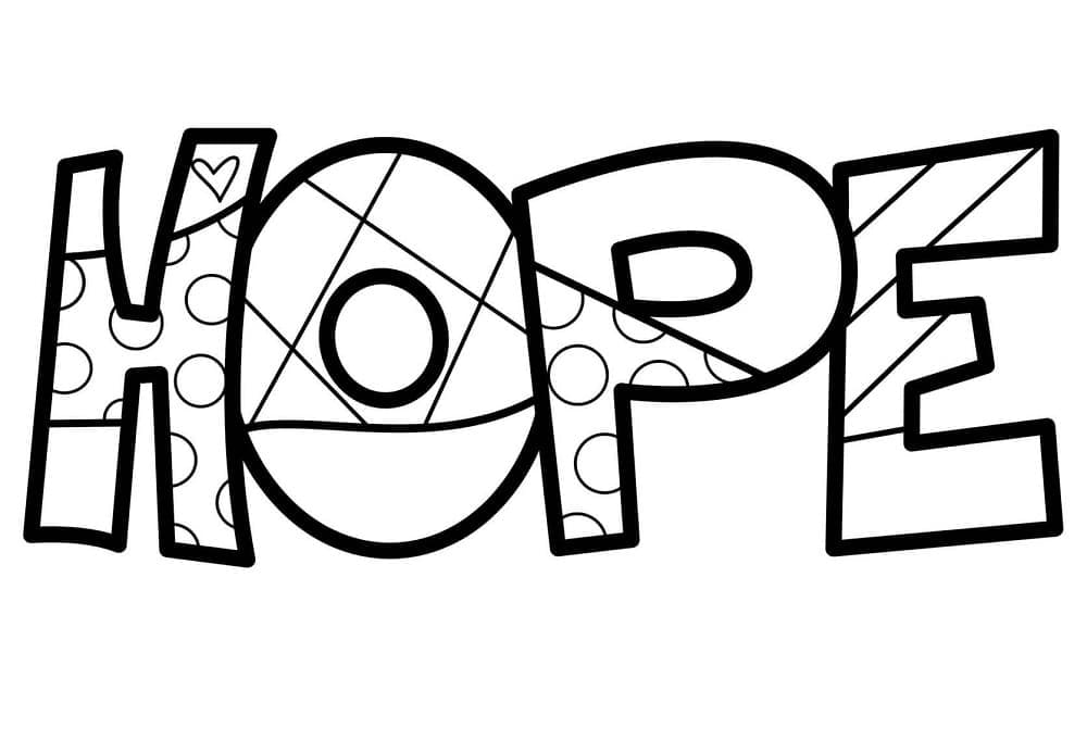Hope by romero britto coloring page