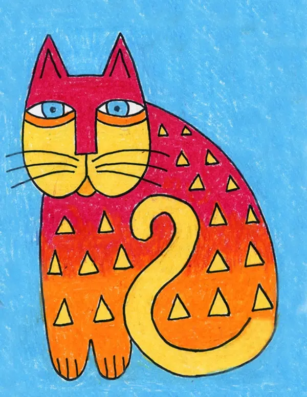 Easy how to draw a romero britto cat britto cat coloring page